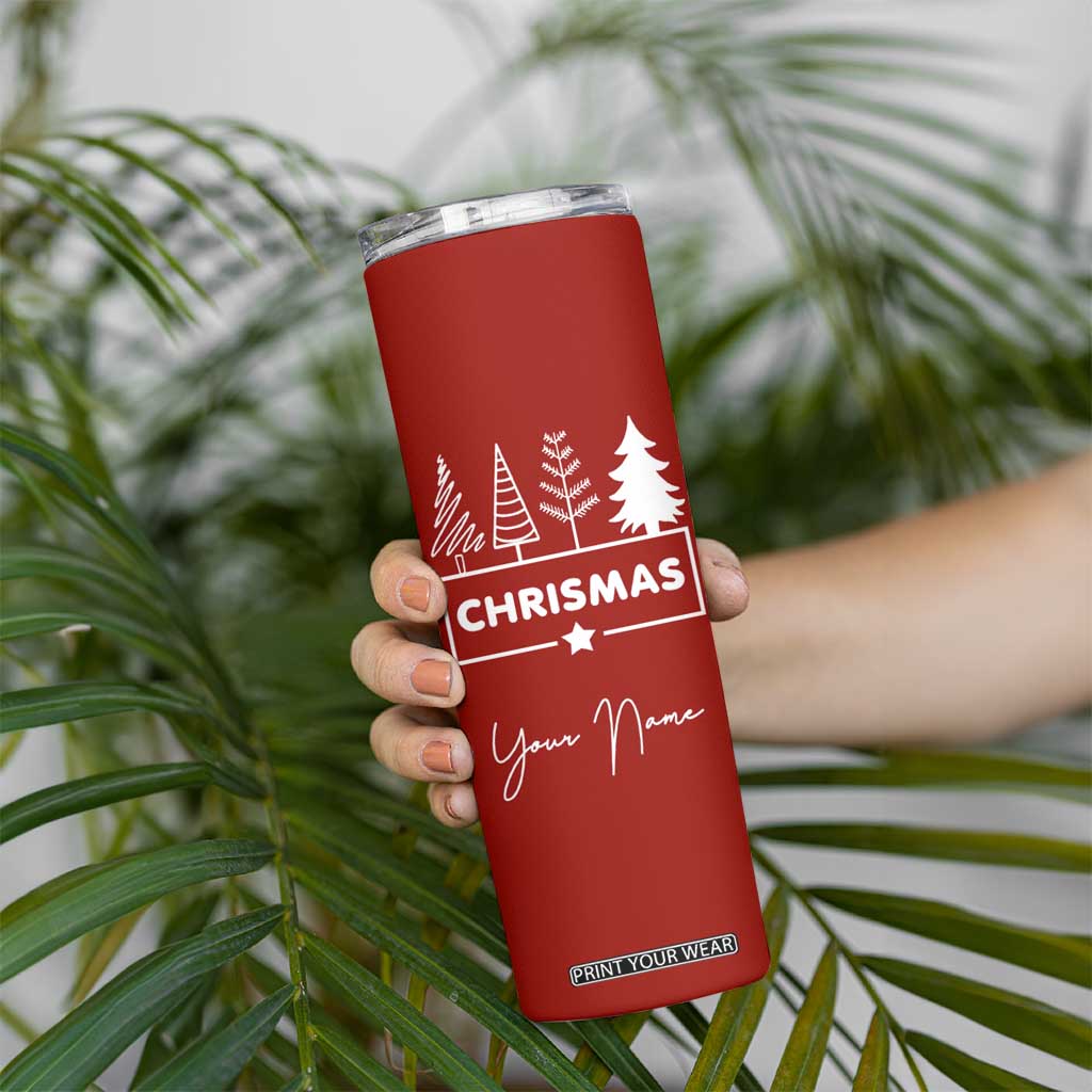 Personalized Christmas Skinny Tumbler Custom Name Xmas Tree Gifts for Mom Her Coworkers TB10 Print Your Wear