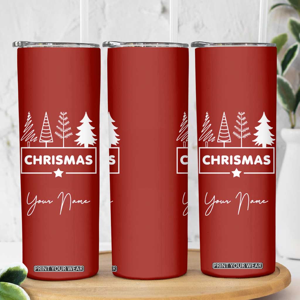 Personalized Christmas Skinny Tumbler Custom Name Xmas Tree Gifts for Mom Her Coworkers TB10 Print Your Wear