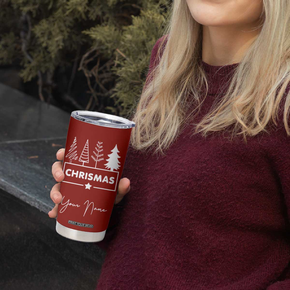 Personalized Christmas Tumbler Cup Custom Name Xmas Tree Gifts for Mom Her Coworkers TB10 Print Your Wear