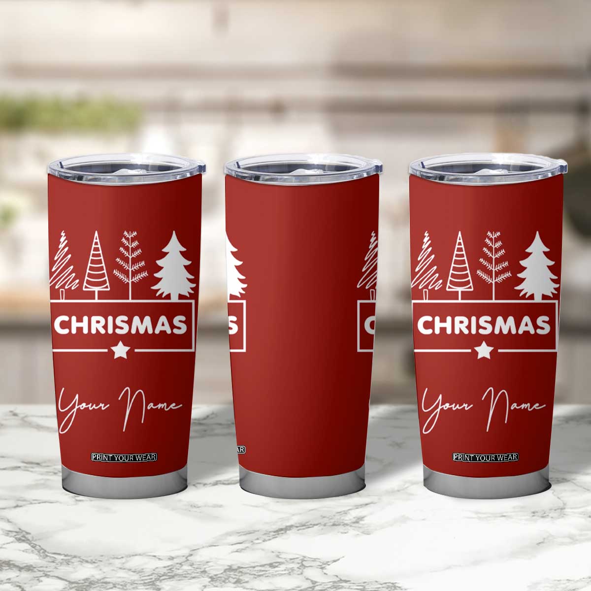 Personalized Christmas Tumbler Cup Custom Name Xmas Tree Gifts for Mom Her Coworkers TB10 Print Your Wear