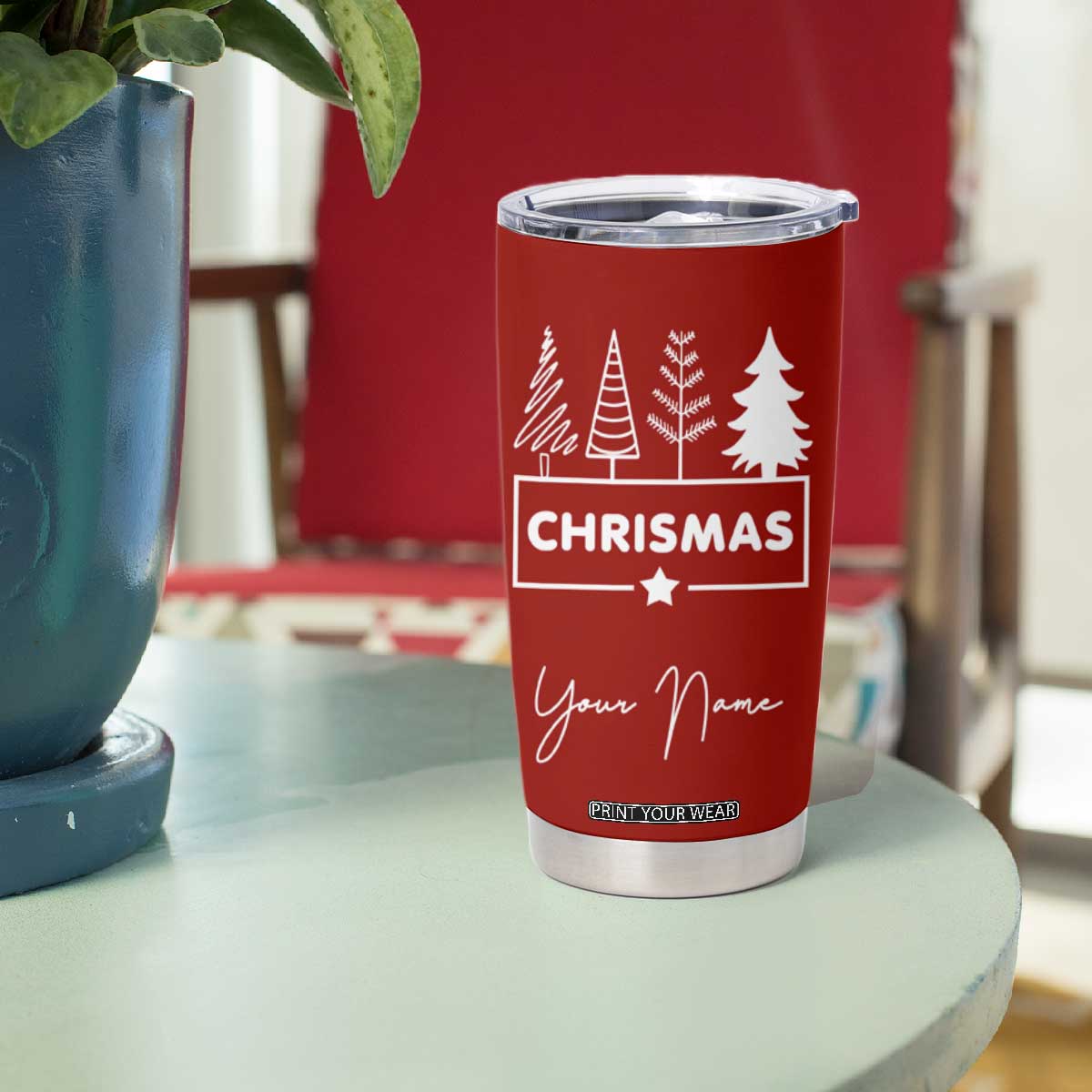 Personalized Christmas Tumbler Cup Custom Name Xmas Tree Gifts for Mom Her Coworkers TB10 Print Your Wear
