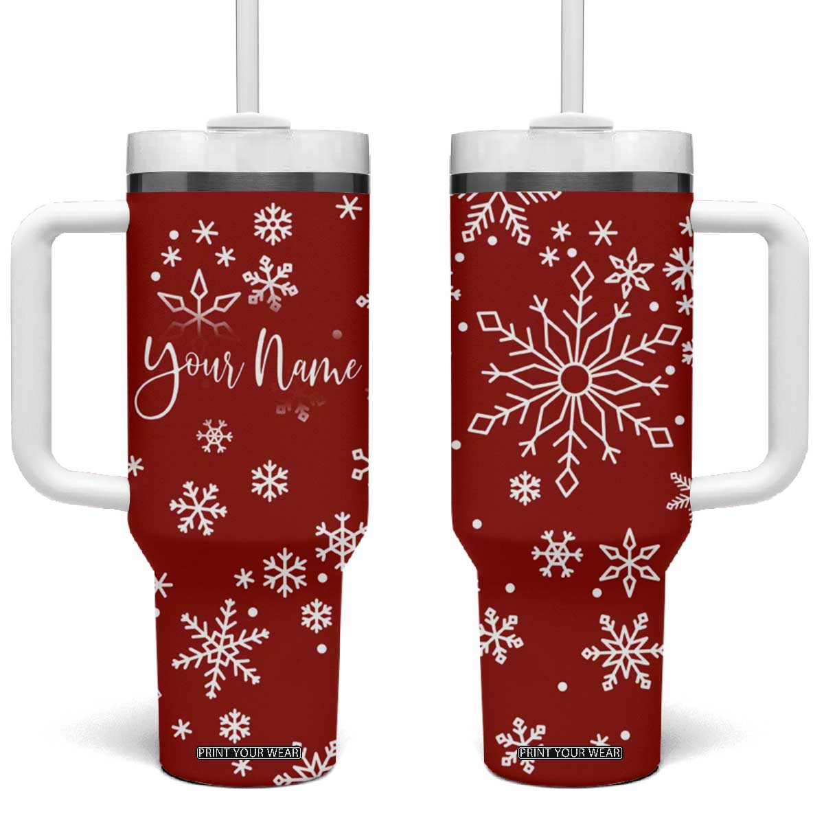 Personalized Christmas Tumbler With Handle Custom Name Xmas Gifts for Mom Her Coworkers TB10 One Size: 40 oz Red Print Your Wear