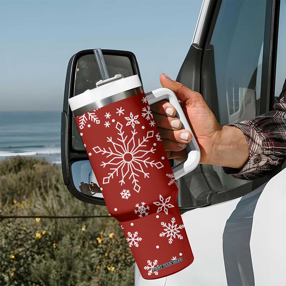 Personalized Christmas Tumbler With Handle Custom Name Xmas Gifts for Mom Her Coworkers TB10 Print Your Wear