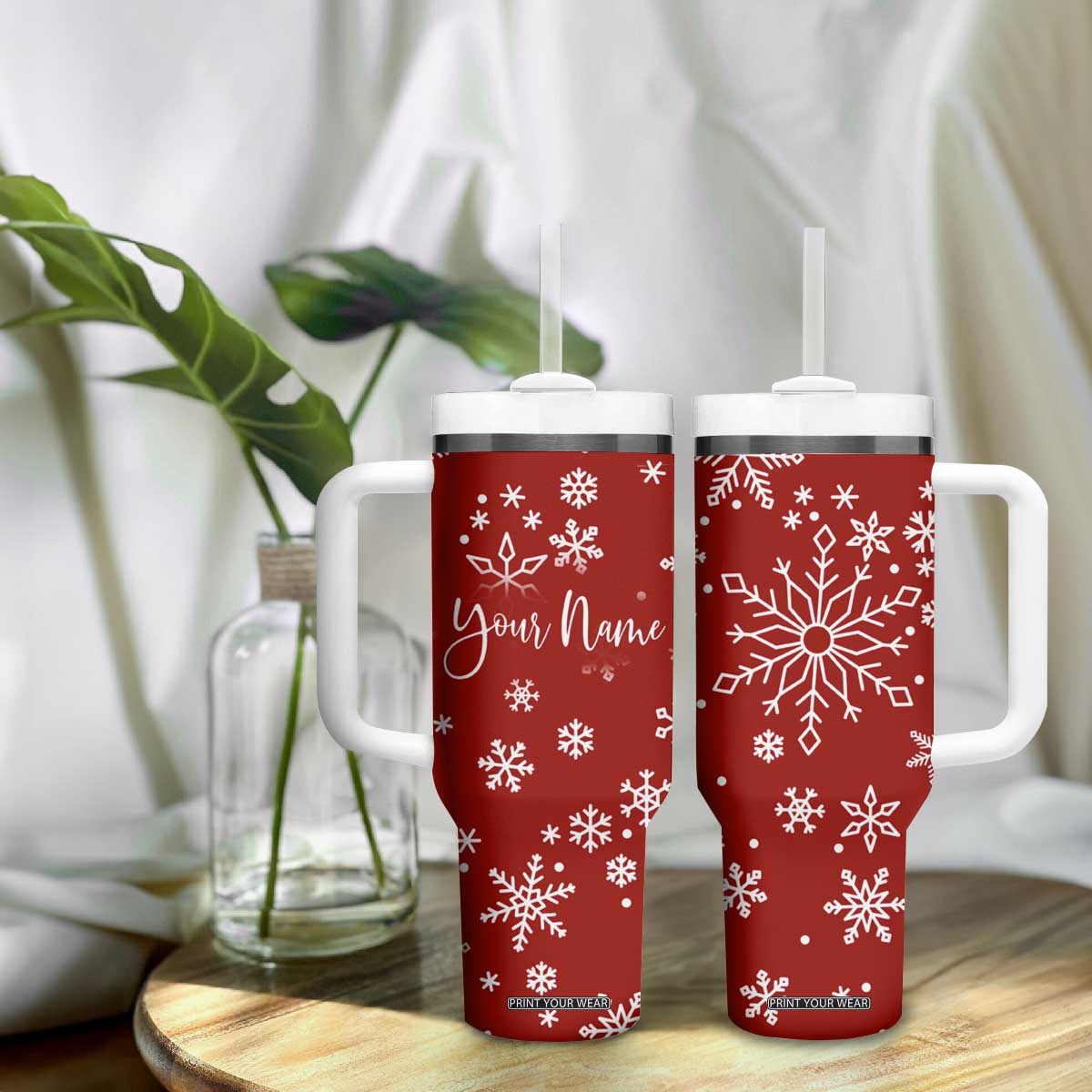 Personalized Christmas Tumbler With Handle Custom Name Xmas Gifts for Mom Her Coworkers TB10 Print Your Wear