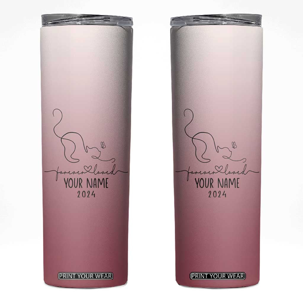 Personalized Cat Memorial Skinny Tumbler Custom Name Cat Loss Gift TB10 Pink Ombre Print Your Wear