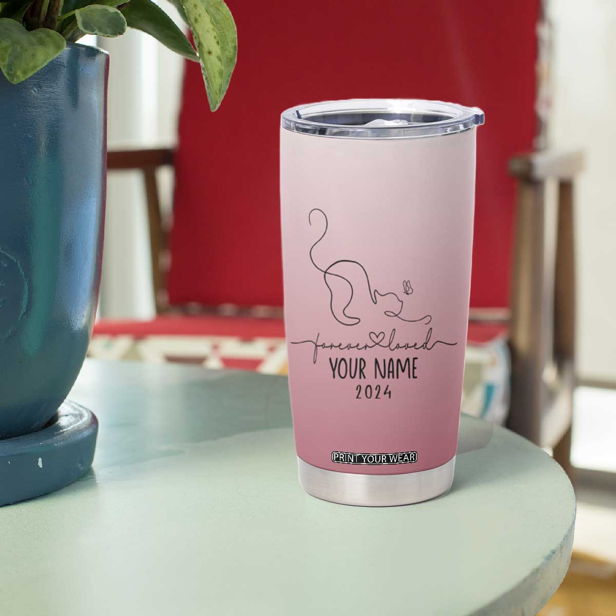 Personalized Cat Memorial Tumbler Cup Custom Name Cat Loss Gift TB10 Print Your Wear