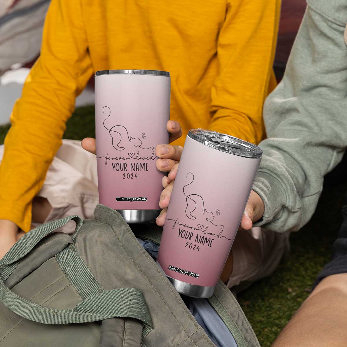 Personalized Cat Memorial Tumbler Cup Custom Name Cat Loss Gift TB10 Print Your Wear