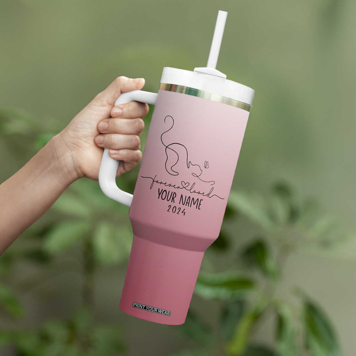 Personalized Cat Memorial Tumbler With Handle Custom Name Cat Loss Gift TB10 Print Your Wear