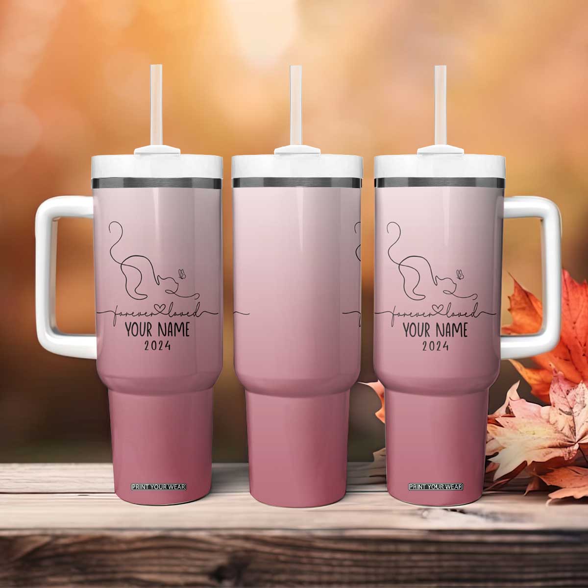 Personalized Cat Memorial Tumbler With Handle Custom Name Cat Loss Gift TB10 Print Your Wear