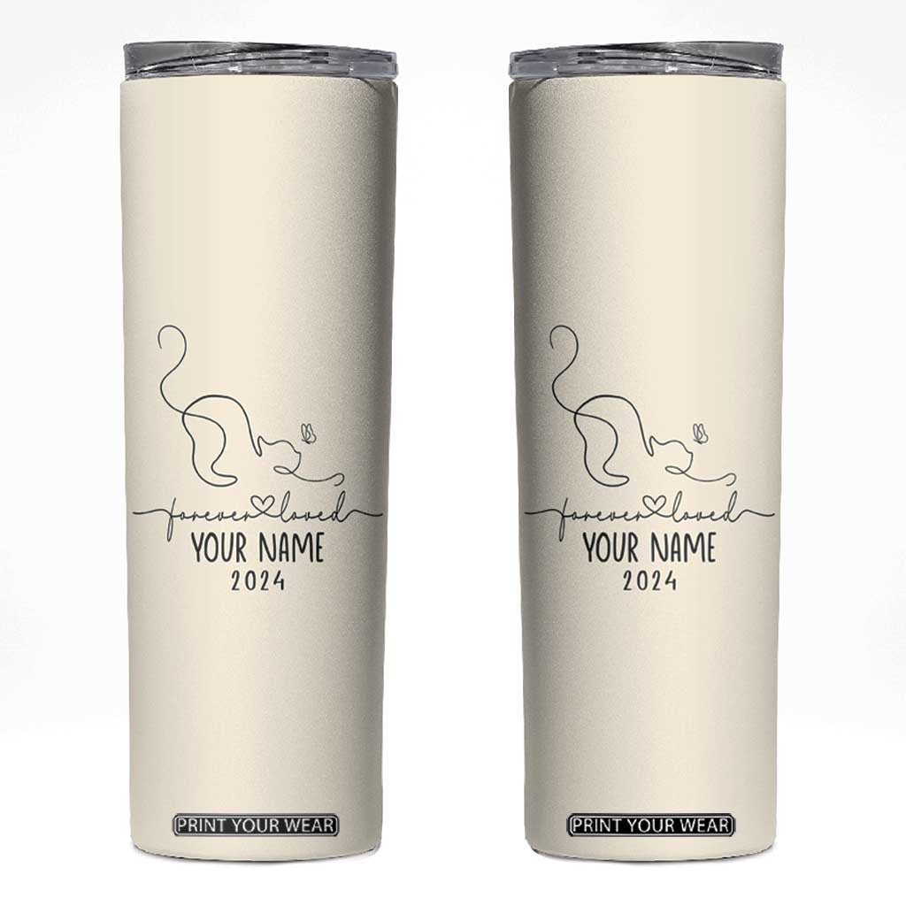 Personalized Cat Memorial Skinny Tumbler Custom Name Loss of Cat Sympathy TB10 Cream Print Your Wear