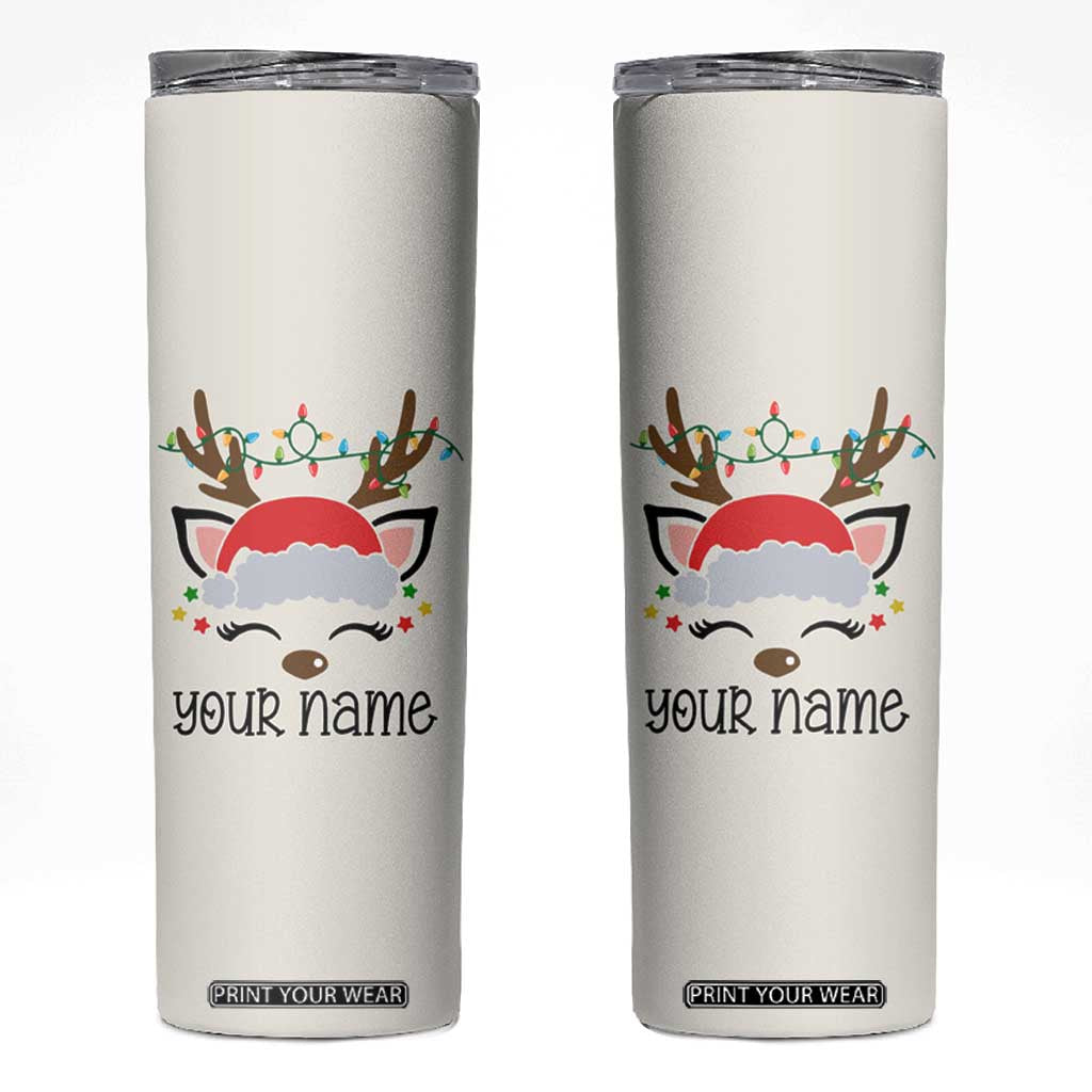 Personalized Christmas Skinny Tumbler Custom Name Xmas Gift For Kids Boys Family Matching Set Reindeer TB10 Cream Print Your Wear