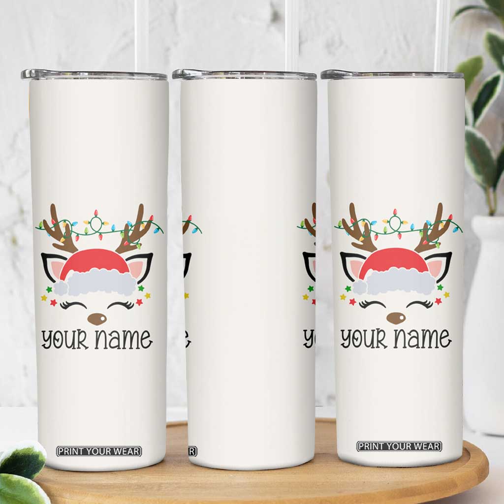 Personalized Christmas Skinny Tumbler Custom Name Xmas Gift For Kids Boys Family Matching Set Reindeer TB10 Print Your Wear