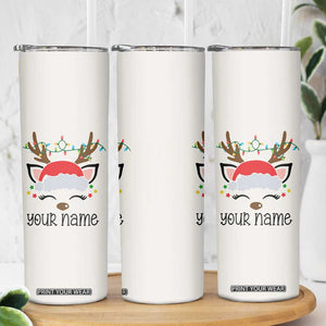 Personalized Christmas Skinny Tumbler Custom Name Xmas Gift For Kids Boys Family Matching Set Reindeer TB10 Print Your Wear