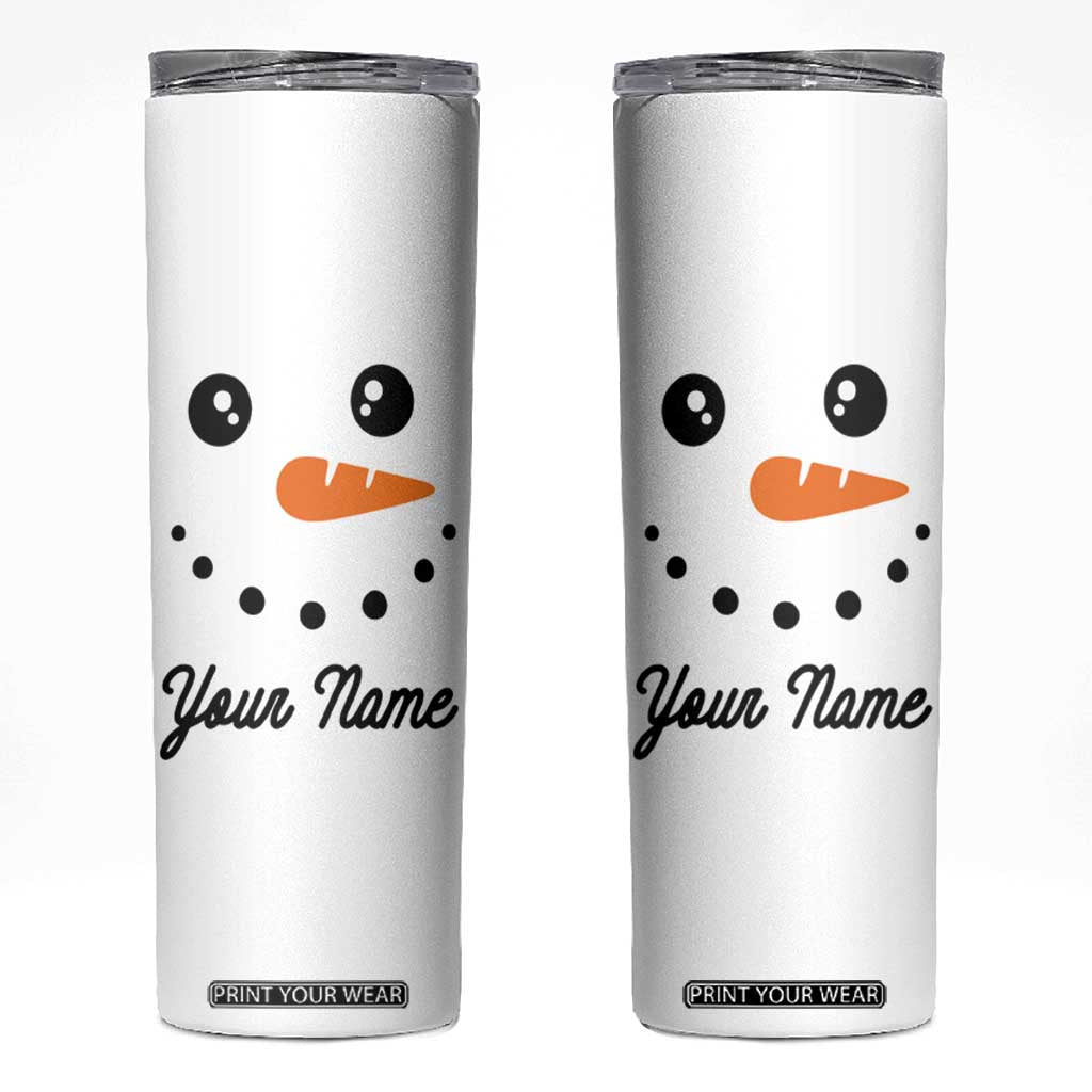 Personalized Christmas Skinny Tumbler Custom Name Xmas Gift Snowman Face Family Matching Set TB10 White Print Your Wear