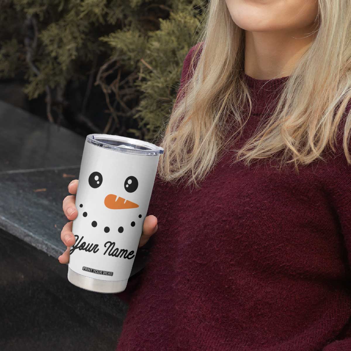 Personalized Christmas Tumbler Cup Custom Name Xmas Gift Snowman Face Family Matching Set TB10 Print Your Wear