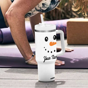 Personalized Christmas Tumbler With Handle Custom Name Xmas Gift Snowman Face Family Matching Set TB10 Print Your Wear