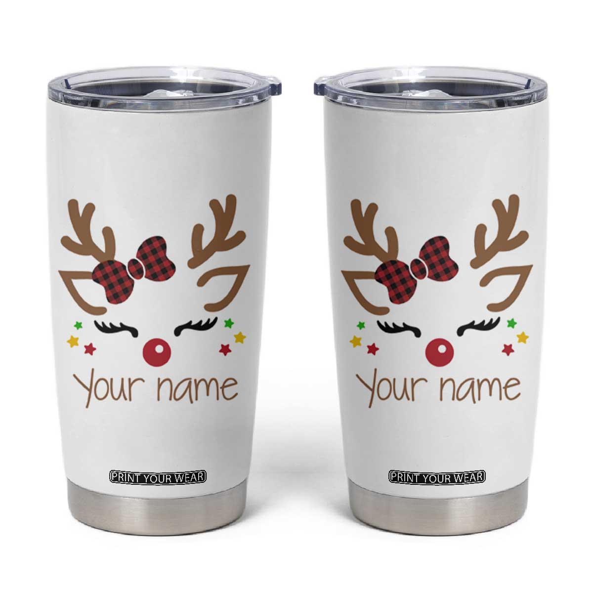 Personalized Christmas Tumbler Cup Custom Name Xmas Gift For Kids Girls Face Family Matching Set TB10 White Print Your Wear