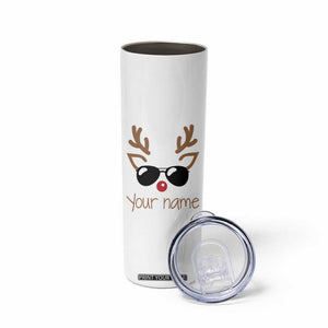 Personalized Christmas Skinny Tumbler Custom Name Xmas Gift For Kids Boys Family Matching Set Reindeer Face TB10 Print Your Wear