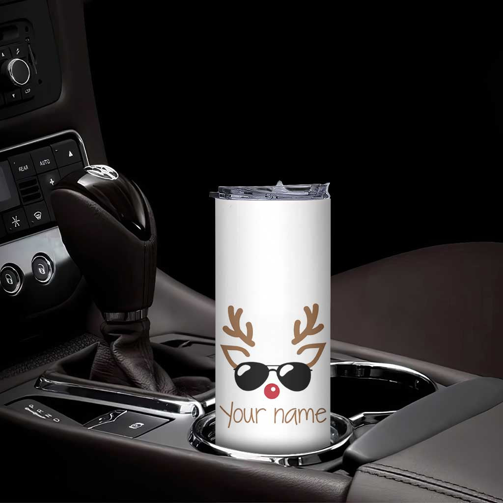Personalized Christmas Skinny Tumbler Custom Name Xmas Gift For Kids Boys Family Matching Set Reindeer Face TB10 Print Your Wear
