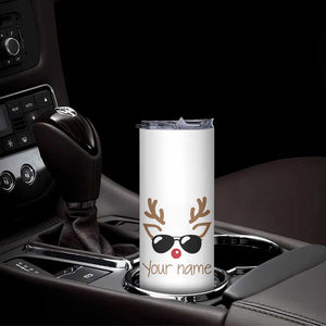 Personalized Christmas Skinny Tumbler Custom Name Xmas Gift For Kids Boys Family Matching Set Reindeer Face TB10 Print Your Wear