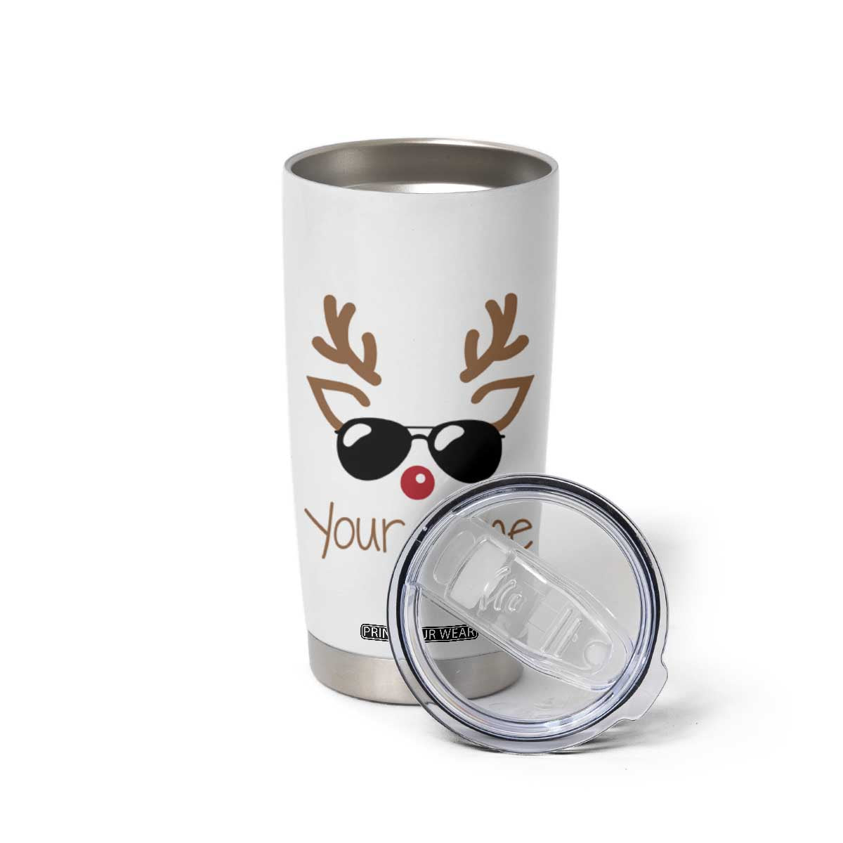 Personalized Christmas Tumbler Cup Custom Name Xmas Gift For Kids Boys Family Matching Set Reindeer Face TB10 Print Your Wear