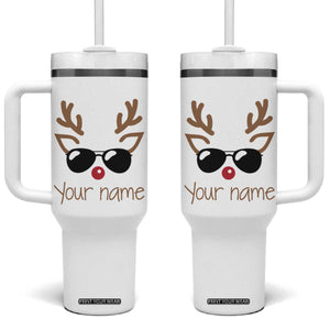 Personalized Christmas Tumbler With Handle Custom Name Xmas Gift For Kids Boys Family Matching Set Reindeer Face TB10 One Size: 40 oz White Print Your Wear