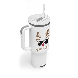 Personalized Christmas Tumbler With Handle Custom Name Xmas Gift For Kids Boys Family Matching Set Reindeer Face TB10 Print Your Wear