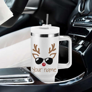 Personalized Christmas Tumbler With Handle Custom Name Xmas Gift For Kids Boys Family Matching Set Reindeer Face TB10 Print Your Wear