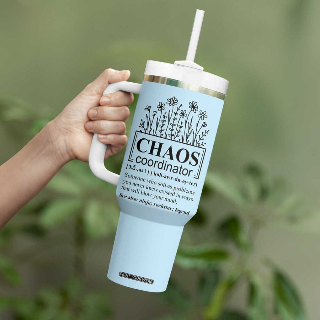 Chaos Coordinator Thank YouGift Tumbler With Handle Christmas Gift for Colleague Coworker Travel Mug Blue TB10 Print Your Wear