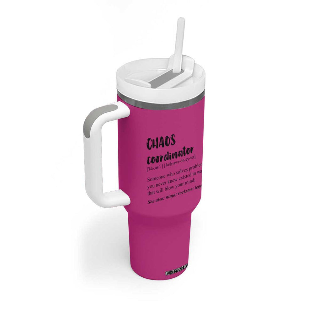 Chaos Coordinator Tumbler With Handle Christmas Gifts for Colleague Coworker Travel Mug Thank You Gift Pink TB10 Print Your Wear