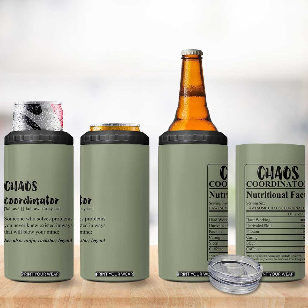Chaos Coordinator 4 in 1 Can Cooler Tumbler Christmas Gifts for Colleague Coworker Travel Mug Thank You Gift Pink Moss-Green TB10 Print Your Wear