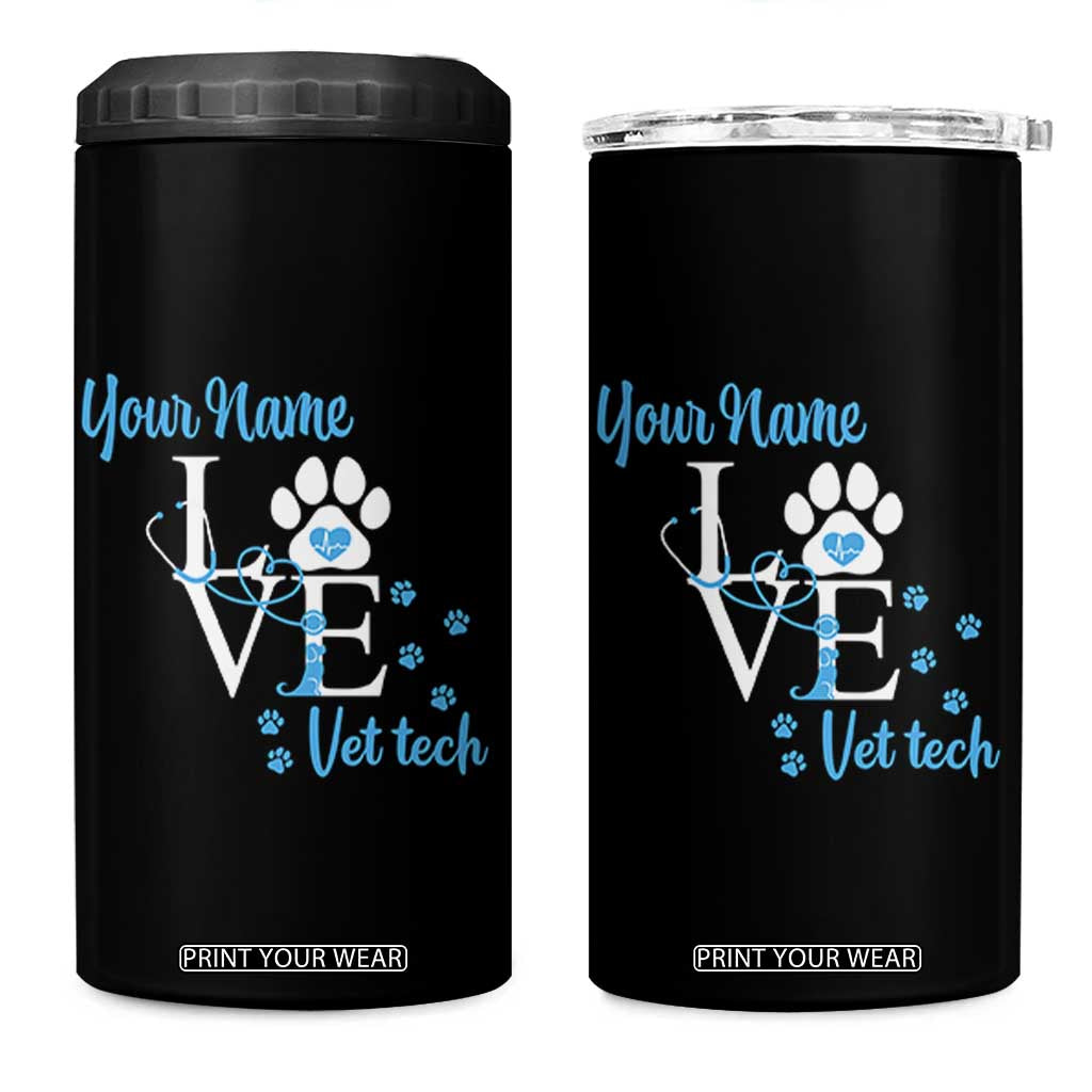 Personalized Vet Tech 4 in 1 Can Cooler Tumbler Custom Name Veterinarian Gifts TB10 One Size: 16 oz Black Print Your Wear