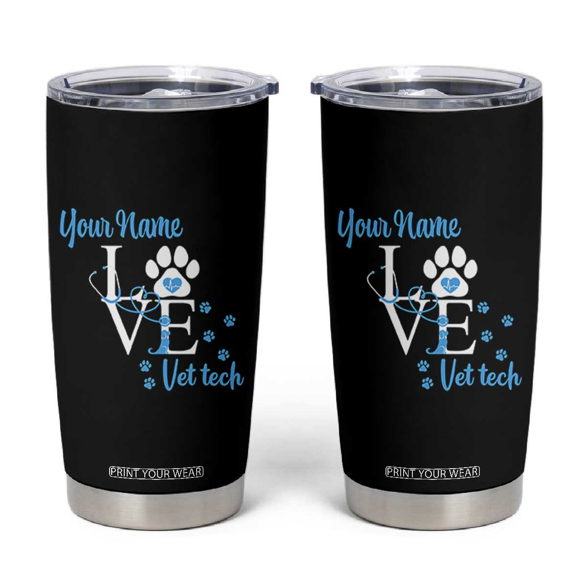 Personalized Vet Tech Tumbler Cup Custom Name Veterinarian Gifts TB10 Black Print Your Wear