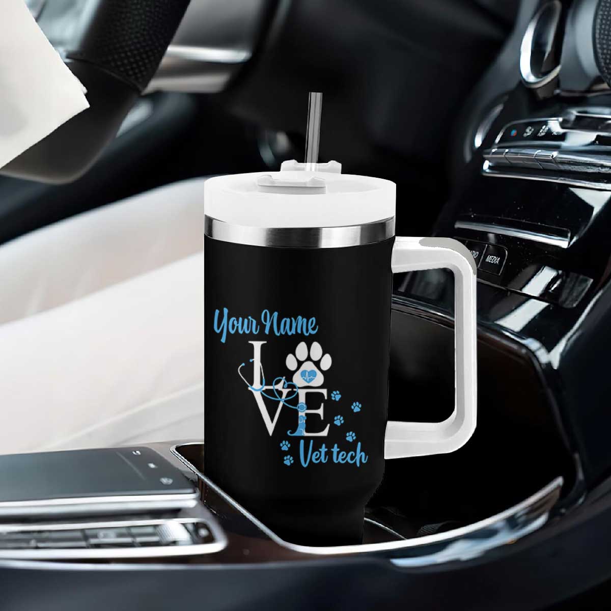 Personalized Vet Tech Tumbler With Handle Custom Name Veterinarian Gifts TB10 Print Your Wear