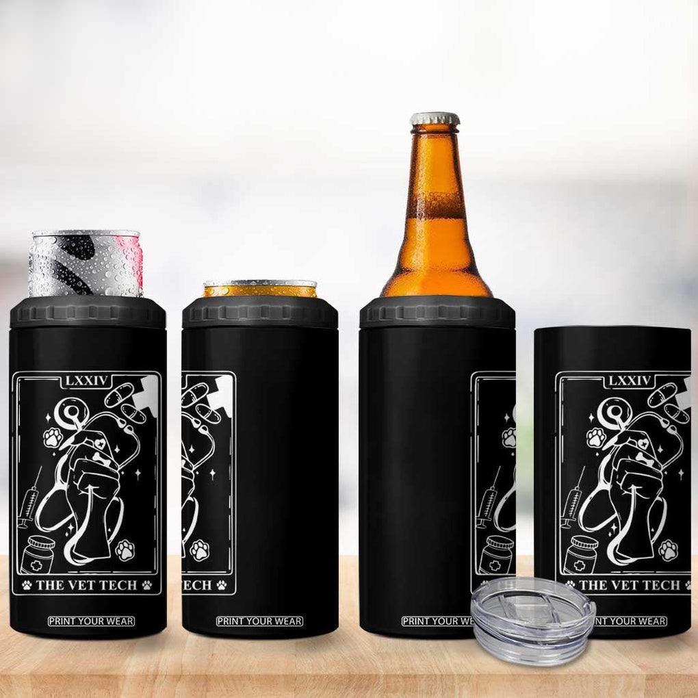 Vet Tech 4 in 1 Can Cooler Tumbler Funny Vet Staff Appreciation Gift Tarot Card TB10 Print Your Wear