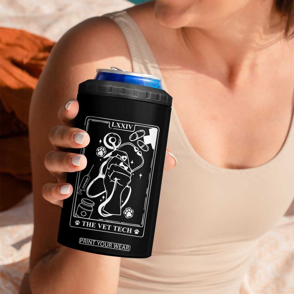 Vet Tech 4 in 1 Can Cooler Tumbler Funny Vet Staff Appreciation Gift Tarot Card TB10 Print Your Wear