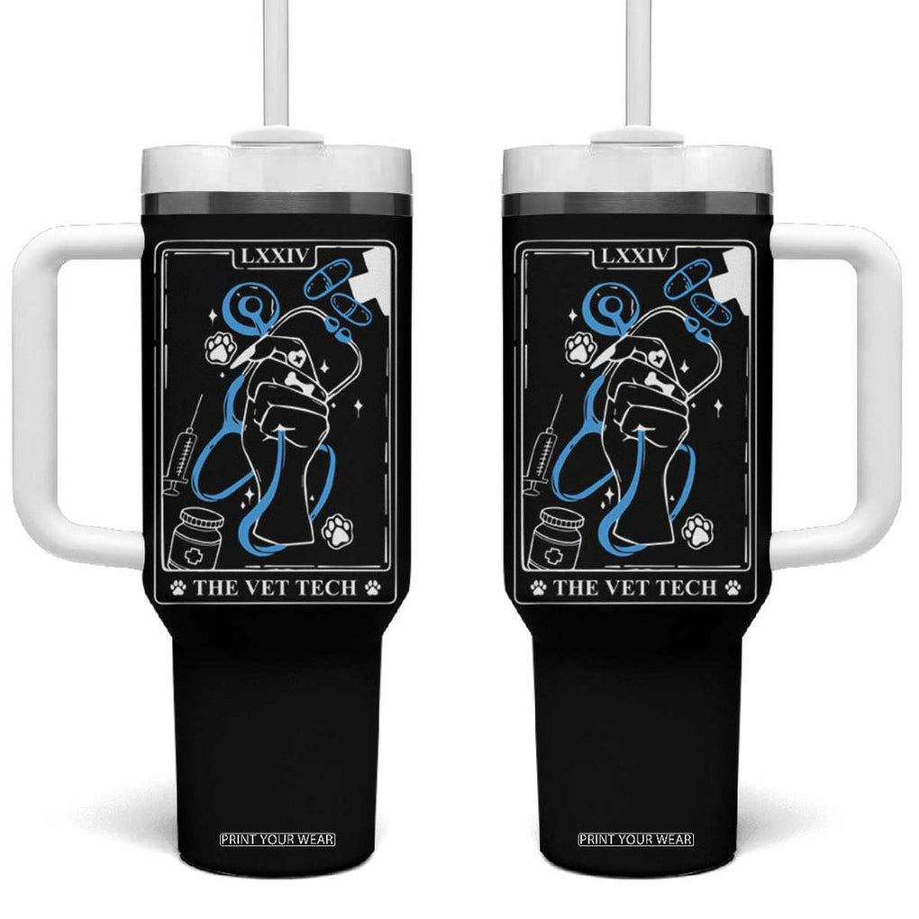 Vet Tech Tumbler With Handle Funny Vet Staff Appreciation Gift Veterinarian Tarot Card TB10 One Size: 40 oz Black Print Your Wear