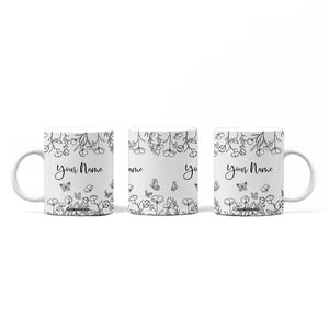 Personalized Wildflower Floral Coffee Mug Custom Name Gifts For Her TB10 Print Your Wear
