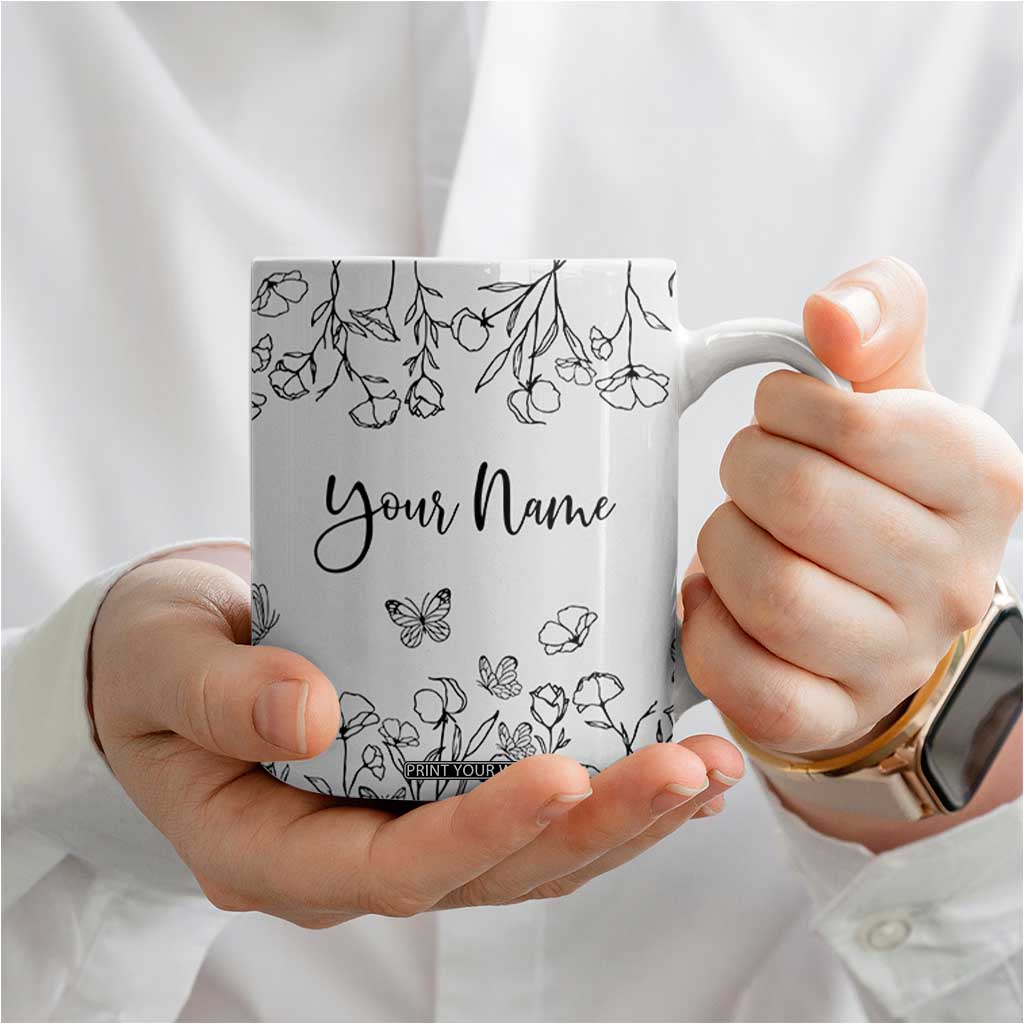 Personalized Wildflower Floral Coffee Mug Custom Name Gifts For Her TB10 Print Your Wear