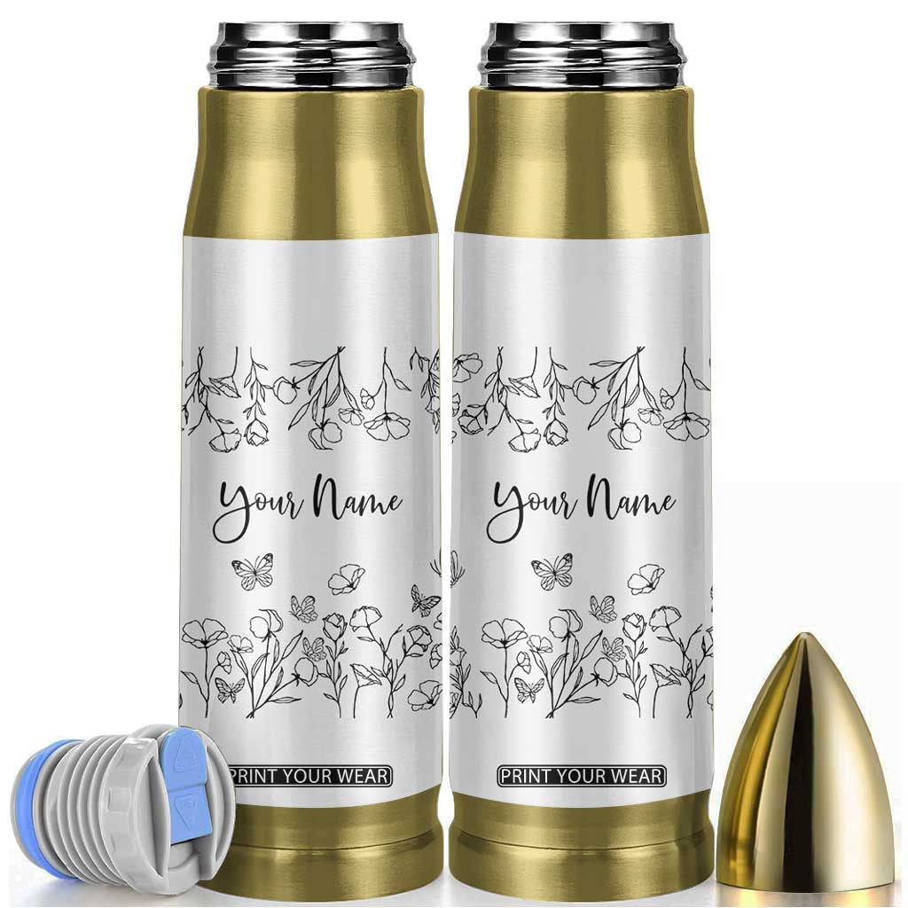 Personalized Wildflower Floral Bullet Tumbler Custom Name Gifts For Her TB10 Cream Print Your Wear