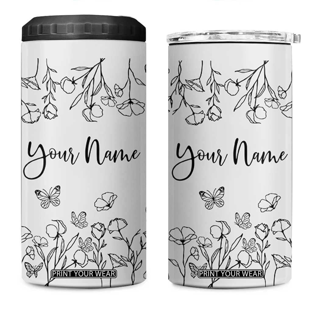 Personalized Wildflower Floral 4 in 1 Can Cooler Tumbler Custom Name Gifts For Her TB10 One Size: 16 oz Cream Print Your Wear