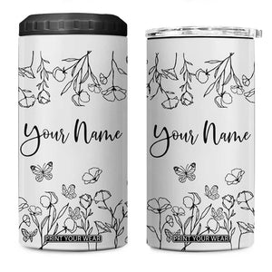 Personalized Wildflower Floral 4 in 1 Can Cooler Tumbler Custom Name Gifts For Her TB10 One Size: 16 oz Cream Print Your Wear