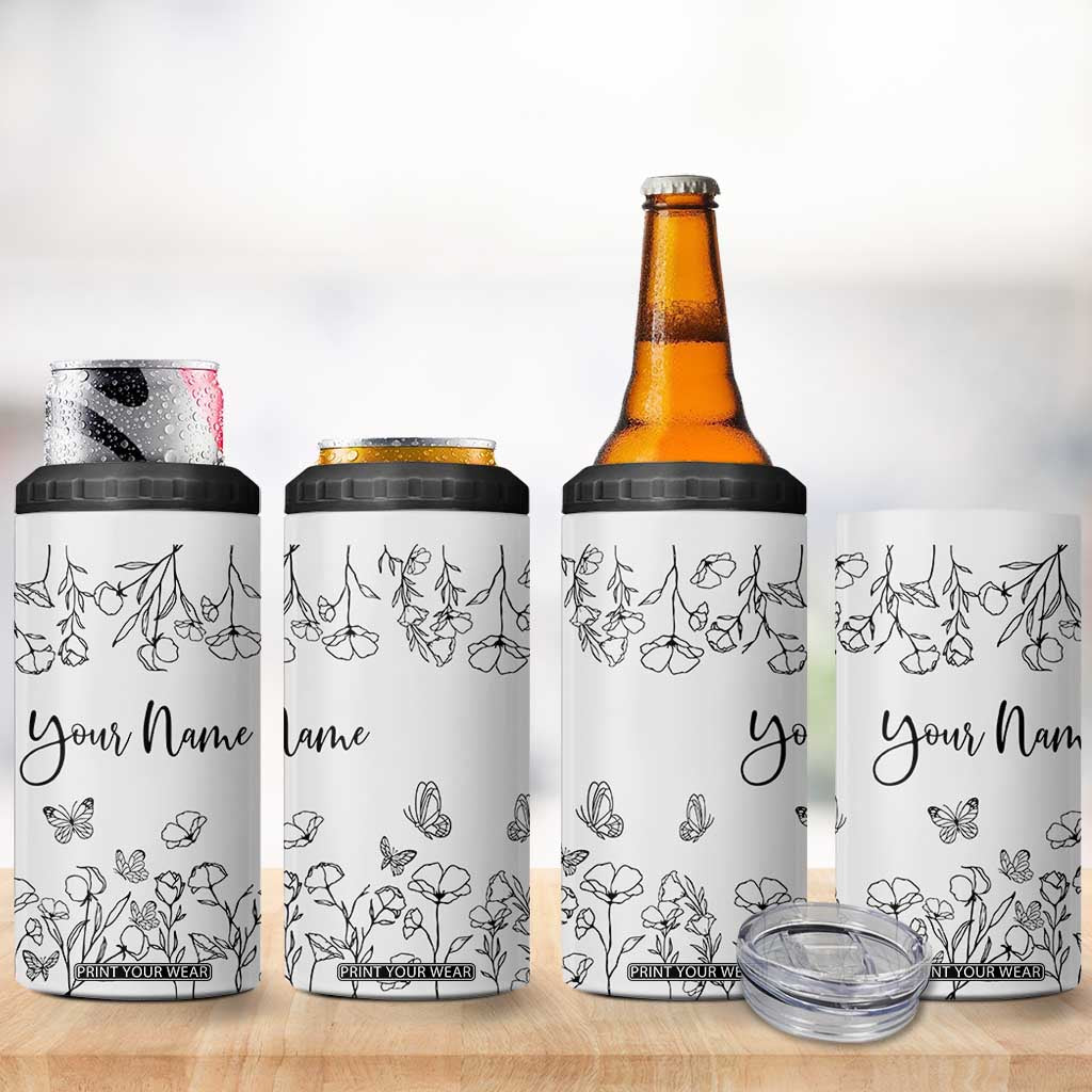 Personalized Wildflower Floral 4 in 1 Can Cooler Tumbler Custom Name Gifts For Her TB10 Print Your Wear