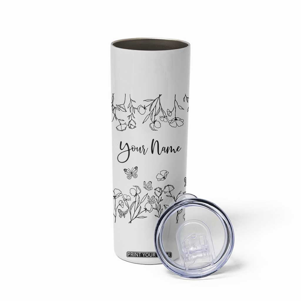 Personalized Wildflower Floral Skinny Tumbler Custom Name Gifts For Her TB10 Print Your Wear