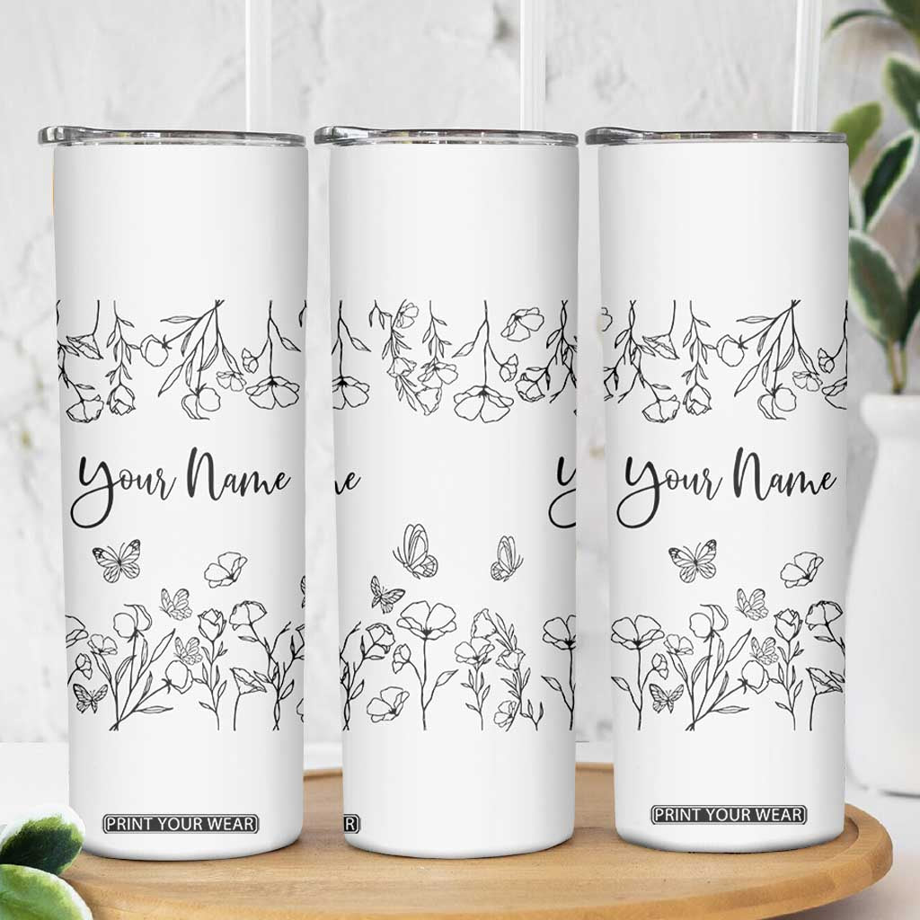 Personalized Wildflower Floral Skinny Tumbler Custom Name Gifts For Her TB10 Print Your Wear