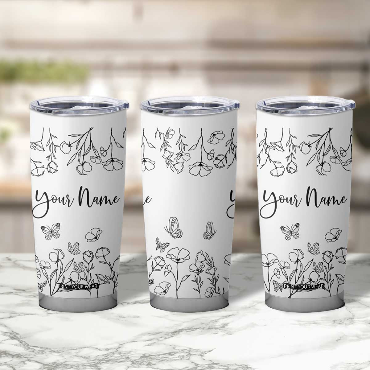 Personalized Wildflower Floral Tumbler Cup Custom Name Gifts For Her TB10 Print Your Wear