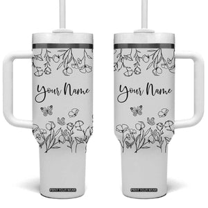 Personalized Wildflower Floral Tumbler With Handle Custom Name Gifts For Her TB10 One Size: 40 oz Cream Print Your Wear