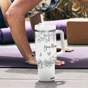 Personalized Wildflower Floral Tumbler With Handle Custom Name Gifts For Her TB10 Print Your Wear