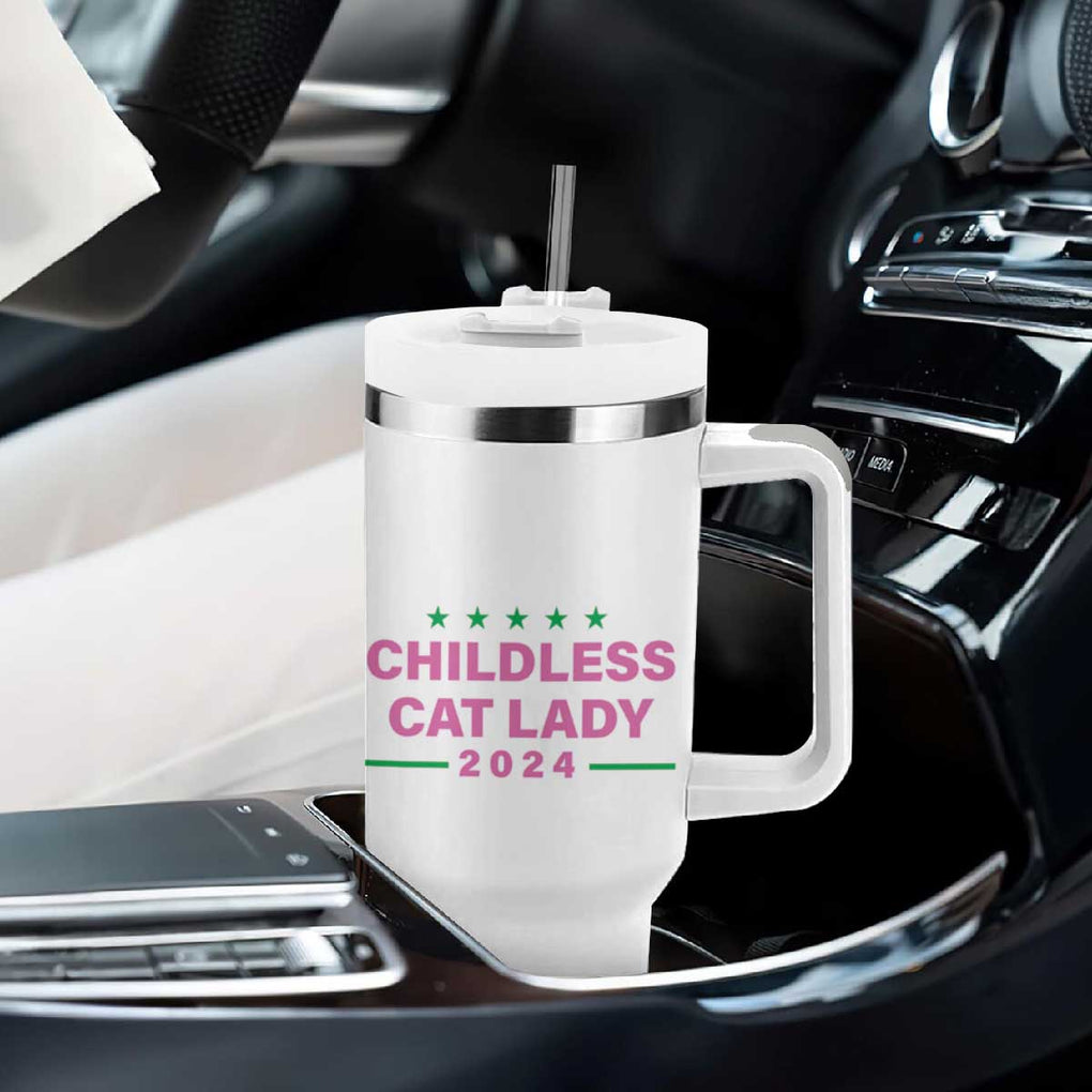Harris 2024 Tumbler With Handle Childless Cat Lady, Ladies for Kamala TB10 Print Your Wear