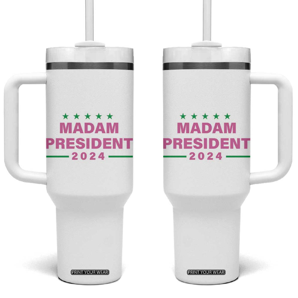 Harris 2024 Tumbler With Handle Fans Of Kamala Madam President TB10 One Size: 40 oz White Print Your Wear